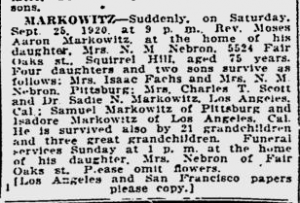 Markowitz MA obit